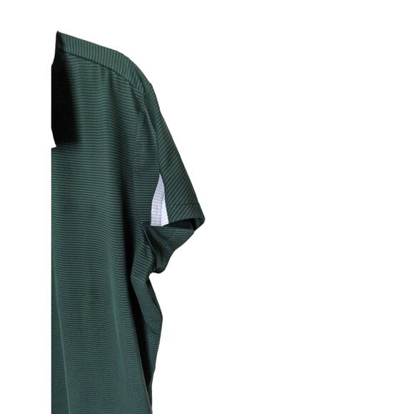 Nike Golf Mens Green Large Golf Polo Dri-Fit Stripes Snap Close Collar - Picture 11 of 12